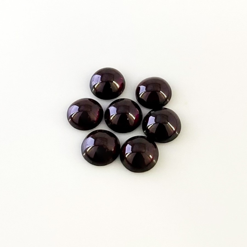 16.86 Carat Rhodolite Garnet 8mm Smooth Round Shape A Grade Cabochons Parcel - Total 7 Pcs.