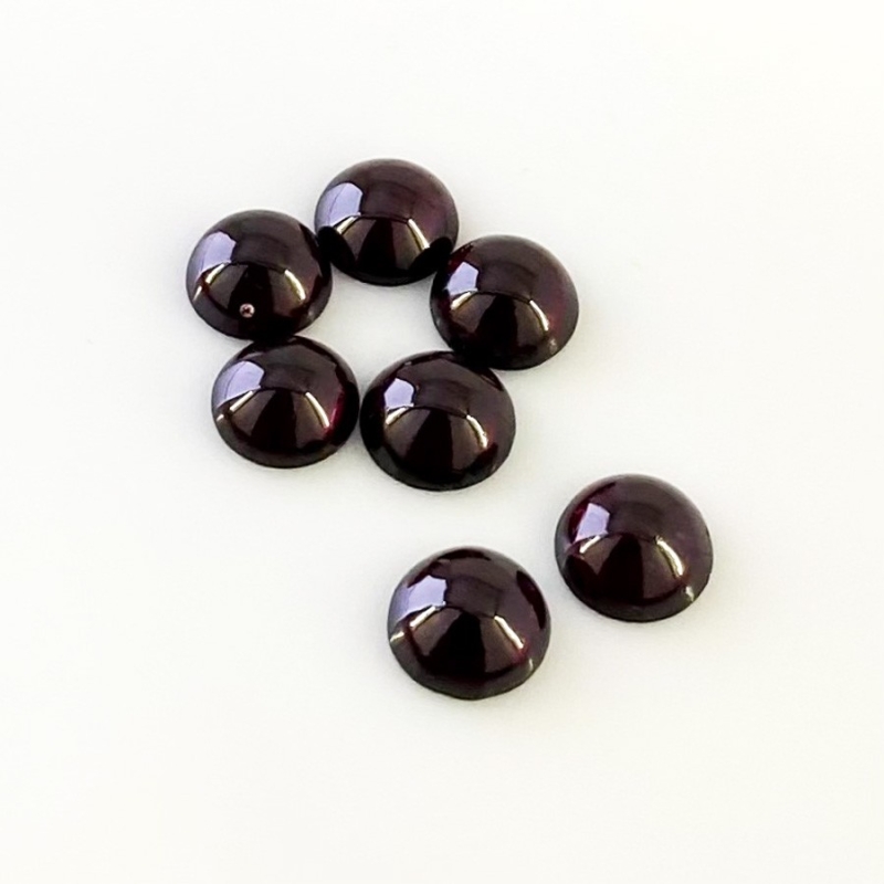 16.86 Carat Rhodolite Garnet 8mm Smooth Round Shape A Grade Cabochons Parcel - Total 7 Pcs.