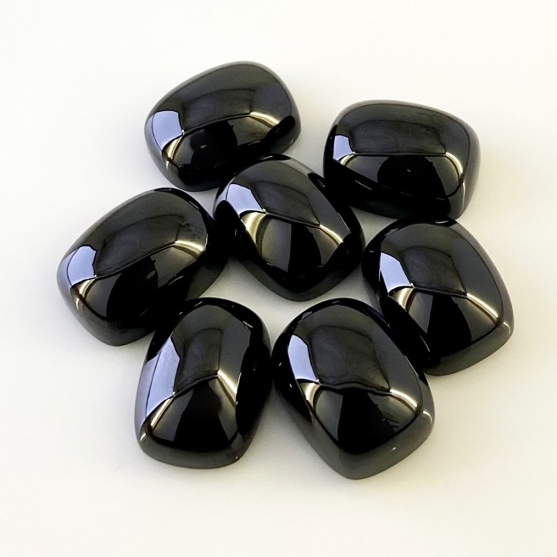248.15 Carats Black Spinel 20x15mm Smooth Cushion Shape AAA Grade Cabochons Parcel - Total 7 Pcs.