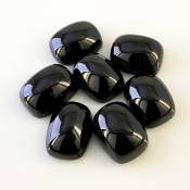 248.15 Carats Black Spinel 20x15mm Smooth Cushion Shape AAA Grade Cabochons Parcel - Total 7 Pcs.