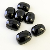 248.15 Carats Black Spinel 20x15mm Smooth Cushion Shape AAA Grade Cabochons Parcel - Total 7 Pcs.