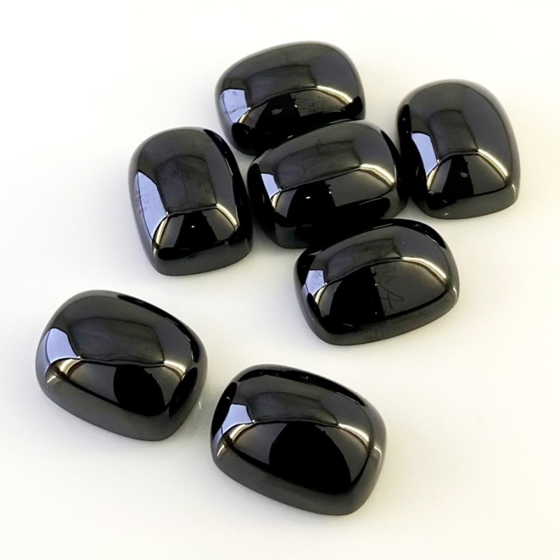 248.15 Carats Black Spinel 20x15mm Smooth Cushion Shape AAA Grade Cabochons Parcel - Total 7 Pcs.