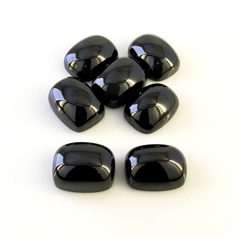248.15 Carats Black Spinel 20x15mm Smooth Cushion Shape AAA Grade Cabochons Parcel - Total 7 Pcs.