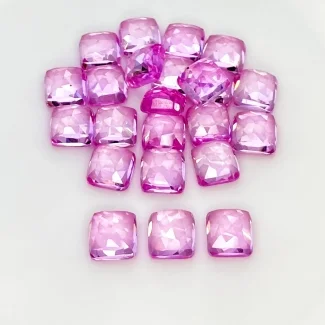  98.55 Cts. Lab Pink Sapphire 8mm Rose Cut Square Cushion Shape AAA Grade Cabochons Parcel - Total 23 Pcs.