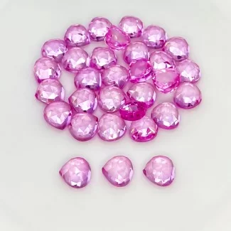 Lab Pink Sapphire Rose Cut Heart Shape AAA Grade Cabochon Parcel - 8mm - 31 Pc. - 87.85 Cts.