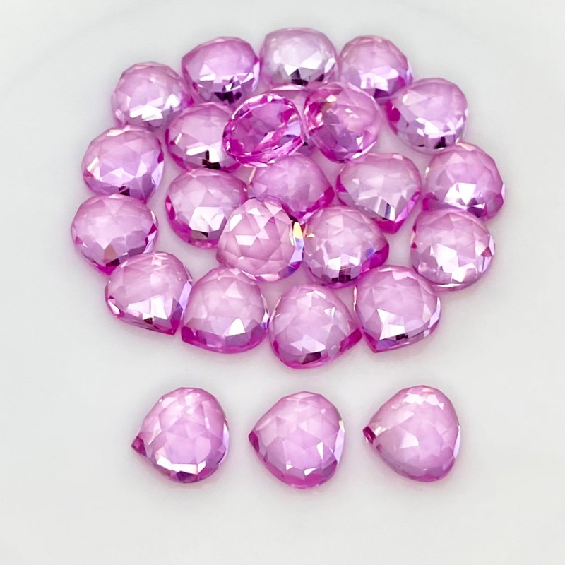 Lab Pink Sapphire Rose Cut Heart Shape AAA Grade Cabochon Parcel - 10mm - 25 Pc. - 120 Cts.