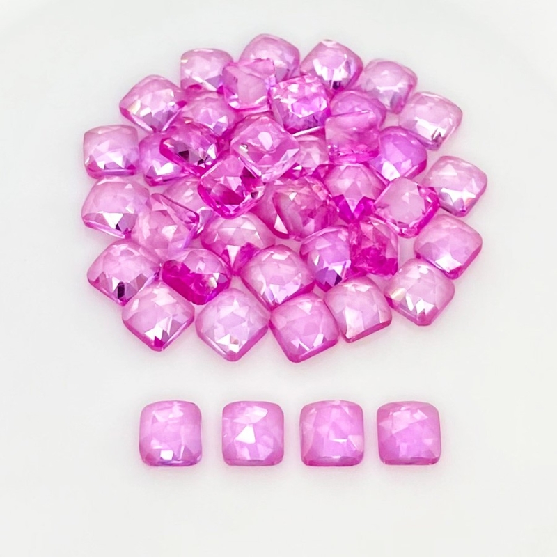  73.30 Cts. Lab Pink Sapphire 6mm Rose Cut Square Cushion Shape AAA Grade Cabochons Parcel - Total 45 Pcs.