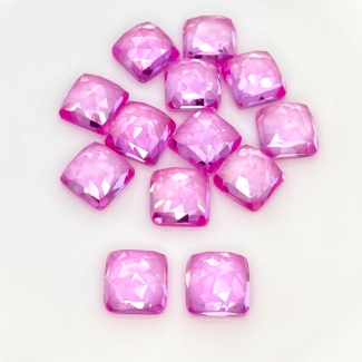  91.45 Cts. Lab Pink Sapphire 10mm Rose Cut Square Cushion Shape AAA Grade Cabochons Parcel - Total 13 Pcs.