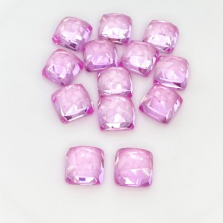 Lab Pink Sapphire Rose Cut Square Cushion Shape AAA Grade Cabochon Parcel - 10mm - 13 Pc. - 101.90 Cts.
