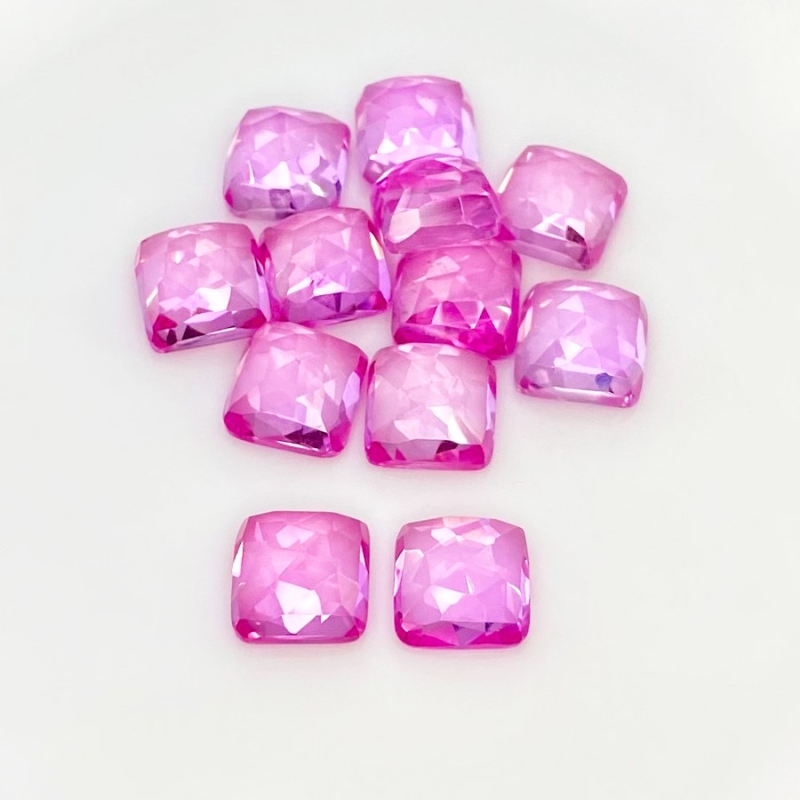  85.85 Cts. Lab Pink Sapphire 10mm Rose Cut Square Cushion Shape AAA Grade Cabochons Parcel - Total 12 Pcs.