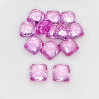 Lab Pink Sapphire Rose Cut Square Cushion Shape AAA Grade Cabochon Parcel - 10mm - 13 Pc. - 98.45 Cts.
