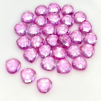  83 Cts. Lab Pink Sapphire 8mm Rose Cut Heart Shape AAA Grade Cabochons Parcel - Total 30 Pcs.