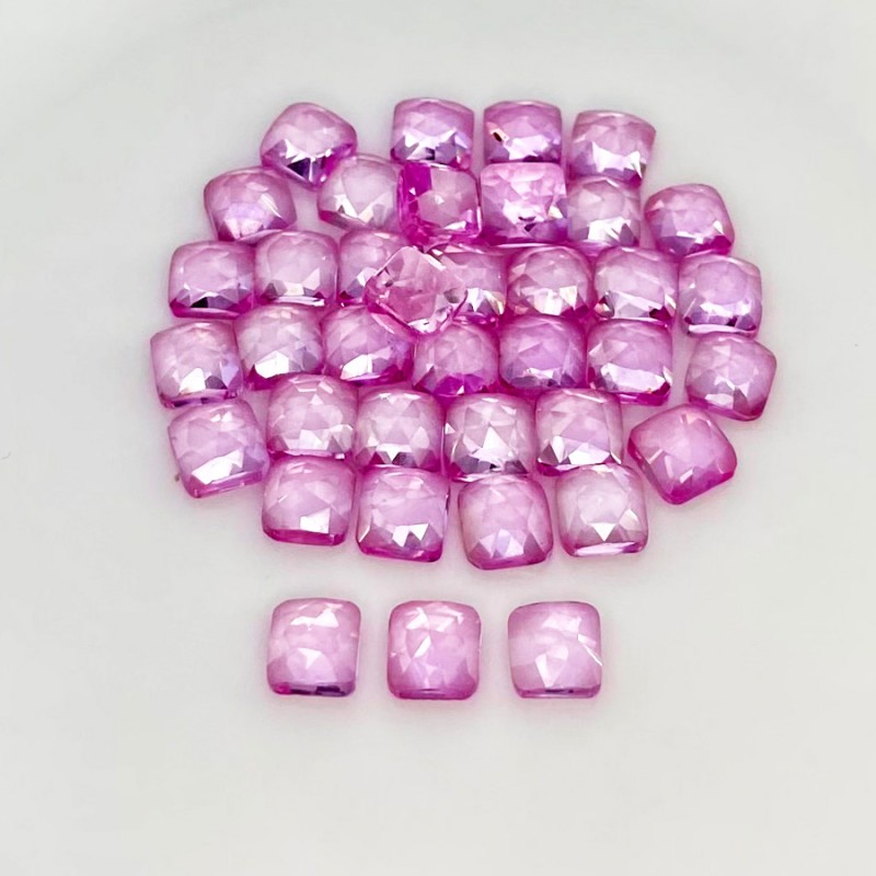  65.55 Cts. Lab Pink Sapphire 6mm Rose Cut Square Cushion Shape AAA Grade Cabochons Parcel - Total 39 Pcs.
