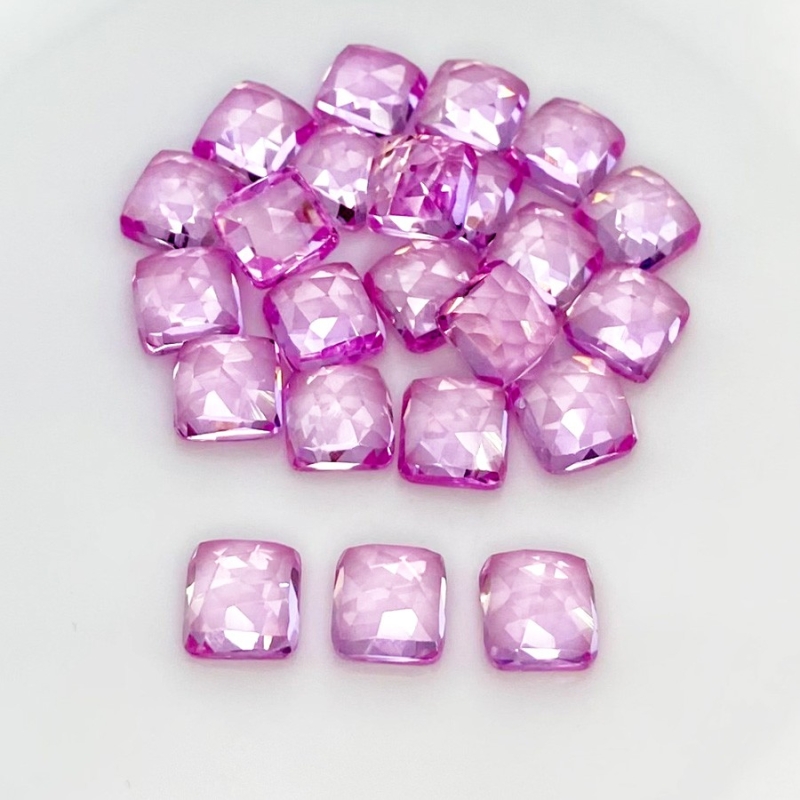  98.30 Cts. Lab Pink Sapphire 8mm Rose Cut Square Cushion Shape AAA Grade Cabochons Parcel - Total 23 Pcs.