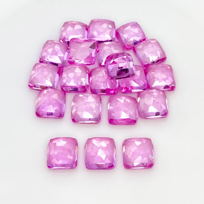  84.15 Cts. Lab Pink Sapphire 8mm Rose Cut Square Cushion Shape AAA Grade Cabochons Parcel - Total 20 Pcs.