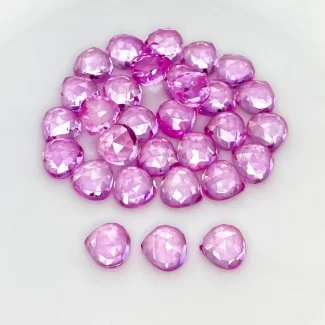 Lab Pink Sapphire Rose Cut Heart Shape AAA Grade Cabochon Parcel - 8mm - 30 Pc. - 87 Cts.
