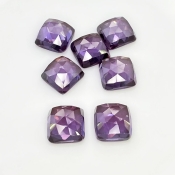  80.80 Cts. Lab Alexandrite 12mm Rose Cut Square Cushion Shape AAA Grade Cabochons Parcel - Total 7 Pcs.