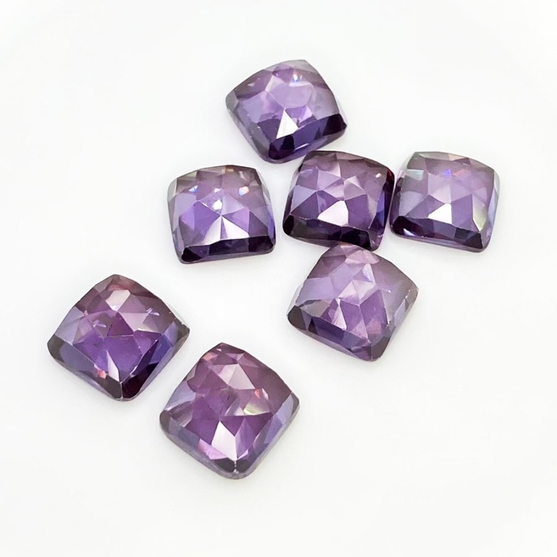  80.80 Cts. Lab Alexandrite 12mm Rose Cut Square Cushion Shape AAA Grade Cabochons Parcel - Total 7 Pcs.