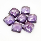  80.80 Cts. Lab Alexandrite 12mm Rose Cut Square Cushion Shape AAA Grade Cabochons Parcel - Total 7 Pcs.