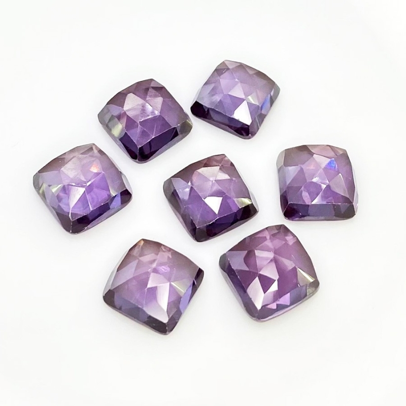  80.80 Cts. Lab Alexandrite 12mm Rose Cut Square Cushion Shape AAA Grade Cabochons Parcel - Total 7 Pcs.