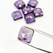  80.80 Cts. Lab Alexandrite 12mm Rose Cut Square Cushion Shape AAA Grade Cabochons Parcel - Total 7 Pcs.
