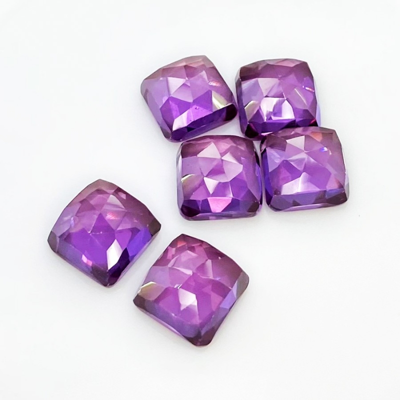  79.20 Cts. Lab Alexandrite 12mm Rose Cut Square Cushion Shape AAA Grade Cabochons Parcel - Total 6 Pcs.