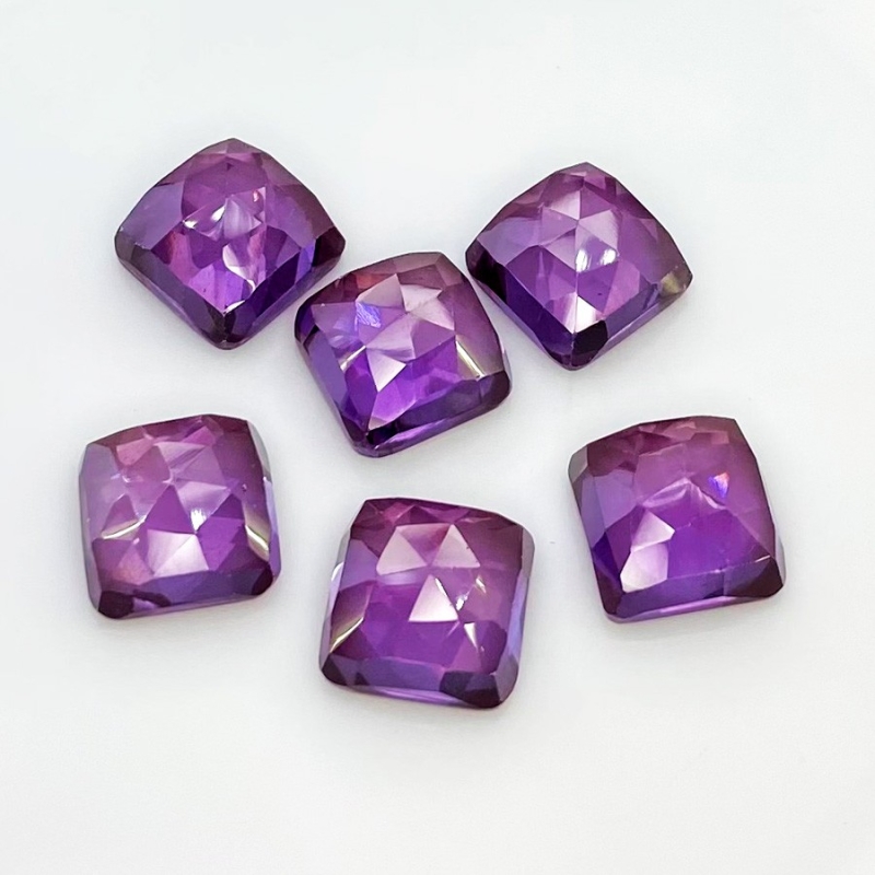  79.20 Cts. Lab Alexandrite 12mm Rose Cut Square Cushion Shape AAA Grade Cabochons Parcel - Total 6 Pcs.