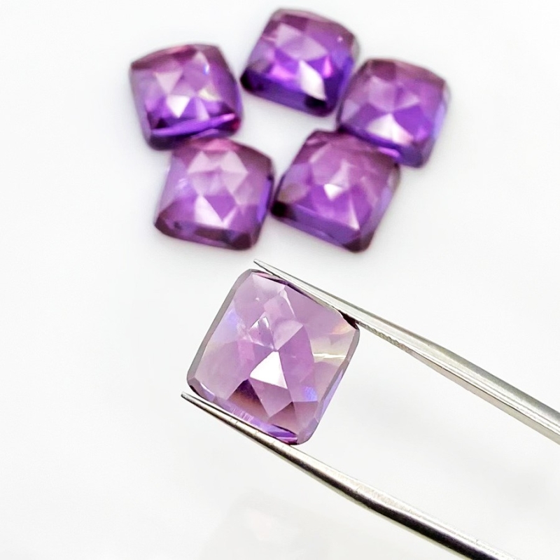  79.20 Cts. Lab Alexandrite 12mm Rose Cut Square Cushion Shape AAA Grade Cabochons Parcel - Total 6 Pcs.