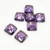  82.65 Cts. Lab Alexandrite 12mm Rose Cut Square Cushion Shape AAA Grade Cabochons Parcel - Total 7 Pcs.