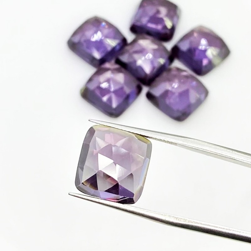  82.65 Cts. Lab Alexandrite 12mm Rose Cut Square Cushion Shape AAA Grade Cabochons Parcel - Total 7 Pcs.