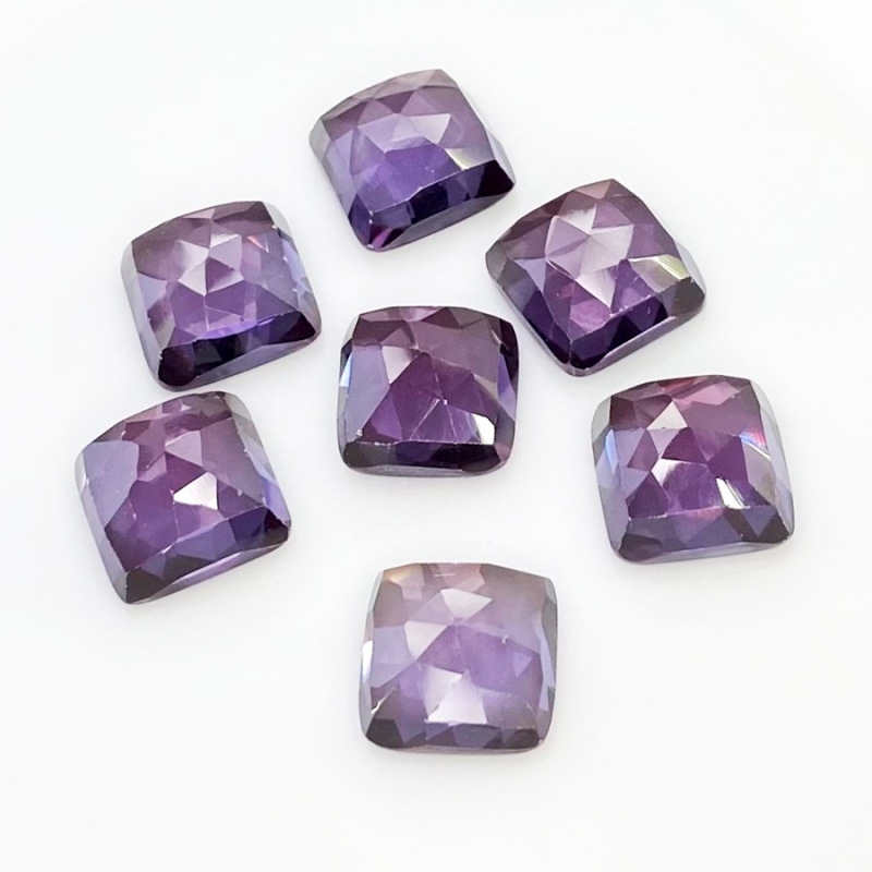  82.45 Cts. Lab Alexandrite 12mm Rose Cut Square Cushion Shape AAA Grade Cabochons Parcel - Total 7 Pcs.