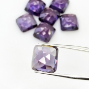  82.45 Cts. Lab Alexandrite 12mm Rose Cut Square Cushion Shape AAA Grade Cabochons Parcel - Total 7 Pcs.