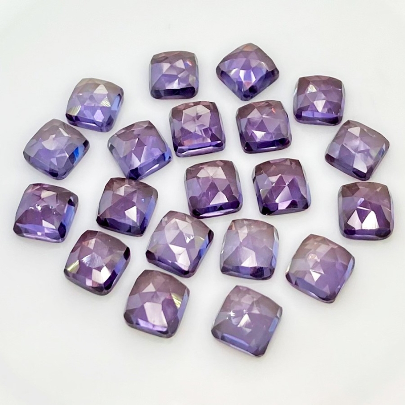  80.55 Cts. Lab Alexandrite 8mm Rose Cut Square Cushion Shape AAA Grade Cabochons Parcel - Total 20 Pcs.