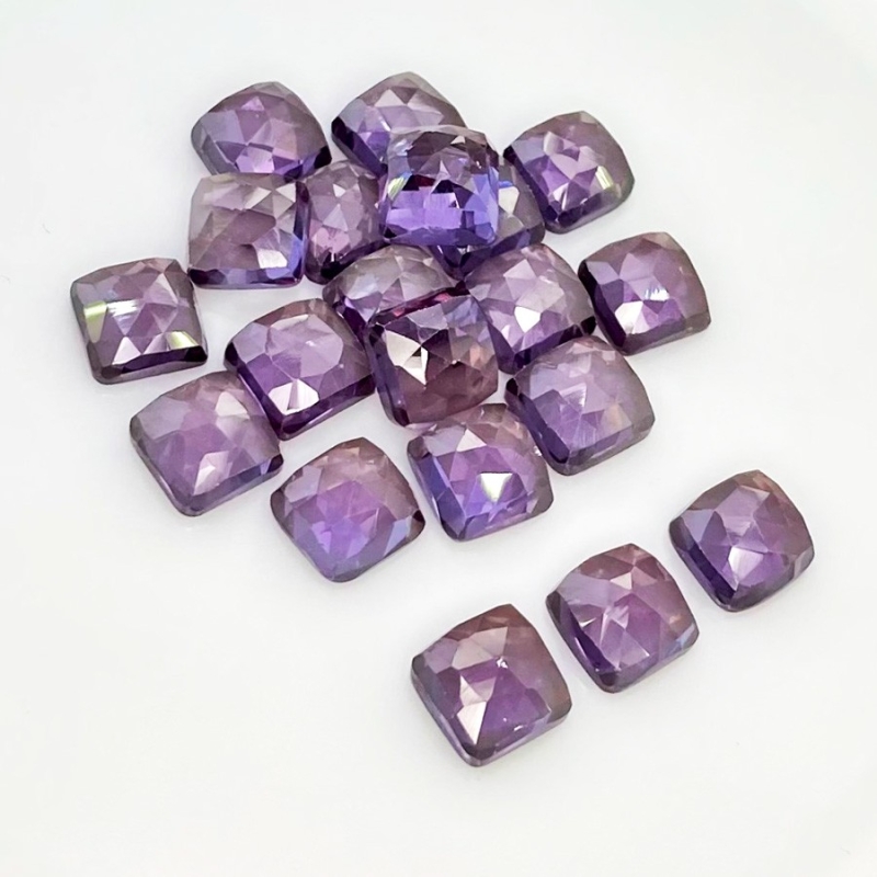  79 Cts. Lab Alexandrite 8mm Rose Cut Square Cushion Shape AAA Grade Cabochons Parcel - Total 20 Pcs.