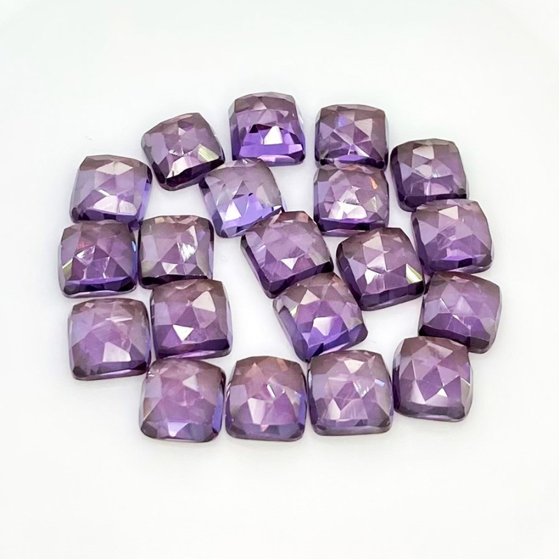  79 Cts. Lab Alexandrite 8mm Rose Cut Square Cushion Shape AAA Grade Cabochons Parcel - Total 20 Pcs.