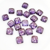  79 Cts. Lab Alexandrite 8mm Rose Cut Square Cushion Shape AAA Grade Cabochons Parcel - Total 20 Pcs.