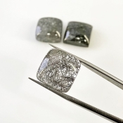 56.9 Carat Black Rutile 15mm Smooth Square Cushion Shape AA+ Grade Cabochons Parcel - Total 3 Pcs.