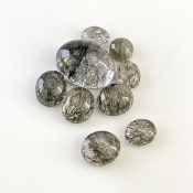 57.3 Carat Black Rutile 10x8-20x15mm Smooth Oval Shape AA Grade Cabochons Parcel - Total 9 Pcs.