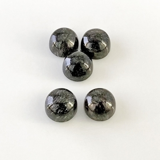 25.60 Carats Black Rutile 10mm Smooth Round Shape AA+ Grade Cabochons Parcel - Total 5 Pcs.