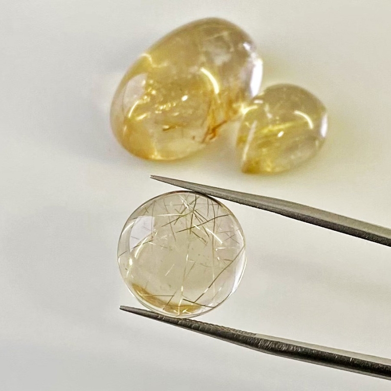 68.45 Carat Golden Rutile 11.15 carat-42.75 carat Smooth Mix Shape A Grade Cabochons Parcel - Total 3 Pcs.