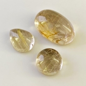 68.45 Carat Golden Rutile 11.15 carat-42.75 carat Smooth Mix Shape A Grade Cabochons Parcel - Total 3 Pcs.