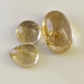 68.45 Carat Golden Rutile 11.15 carat-42.75 carat Smooth Mix Shape A Grade Cabochons Parcel - Total 3 Pcs.