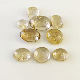 65.35 Carat Golden Rutile 2.65-15.20mm Smooth Mix Shape A Grade Cabochons Parcel - Total 9 Pcs.