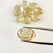 65.35 Carat Golden Rutile 2.65-15.20mm Smooth Mix Shape A Grade Cabochons Parcel - Total 9 Pcs.