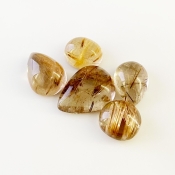 67.20 Carat Golden Rutile 10.15 carat-20.40 carat Smooth Mix Shape A Grade Cabochons Parcel - Total 5 Pcs.