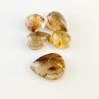 67.20 Carat Golden Rutile 10.15 carat-20.40 carat Smooth Mix Shape A Grade Cabochons Parcel - Total 5 Pcs.