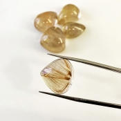 76.25 Carat Golden Rutile 8.75 carat-21.20 carat Smooth Mix Shape A Grade Cabochons Parcel - Total 5 Pcs.