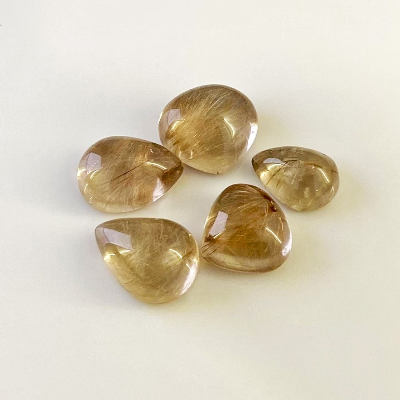 76.25 Carat Golden Rutile 8.75 carat-21.20 carat Smooth Mix Shape A Grade Cabochons Parcel - Total 5 Pcs.