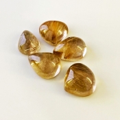 76.25 Carat Golden Rutile 8.75 carat-21.20 carat Smooth Mix Shape A Grade Cabochons Parcel - Total 5 Pcs.