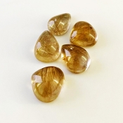 76.25 Carat Golden Rutile 8.75 carat-21.20 carat Smooth Mix Shape A Grade Cabochons Parcel - Total 5 Pcs.